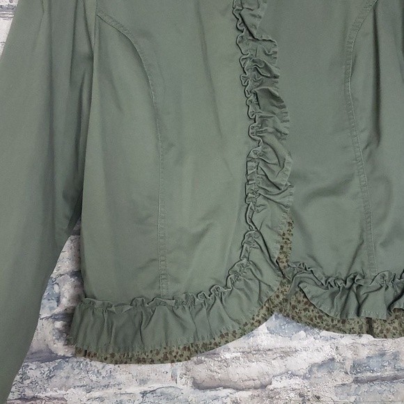 NEW * Women's Pure Energy Cottagecore Green Ruffle Trimmed Light Coat 18 - 20 - Picture 6 of 11